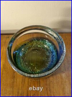 Rare Vintage Mid-Century 1970s Kosta Boda Signed Warff Crackle Art Glass Bowl