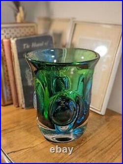 Rare Vintage Mid Century Kosta Boda Signed Warff Abstract Cased Art Glass Vase