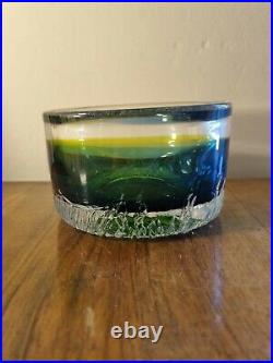 Rare Vintage Signed 1974 Goran Warff Kosta Boda Polar Modernist Art Glass Bowl