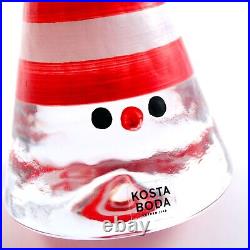 Rare color Kosta Boda Glass Santa Gnome Figurine Designed&Signed by Anna Ehrner
