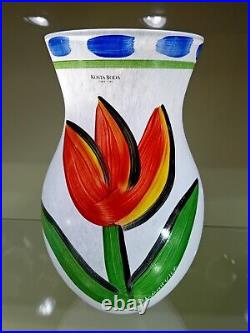 Redtulip Glass Vase By Ulrica Hydman Vallien 8 Inches Kosta Boda Mint