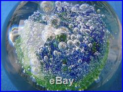 SALE! KOSTA Goran Warff Art Glass PAPERWEIGHT Green, Blue, Bubbles, 1970s