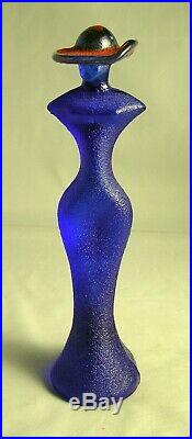 SIGNED Kosta Boda Art Glass Catwalk MADAM BLUE Lady Figurine By Kjell Engman