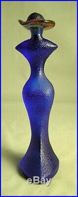 SIGNED Kosta Boda Art Glass Catwalk MADAM BLUE Lady Figurine By Kjell Engman