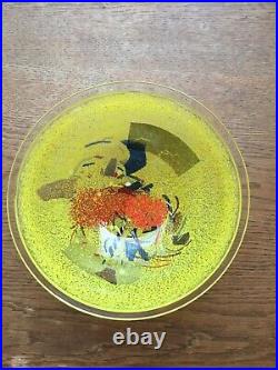 Satellite Bowl by Bertil Vallien for Kosta Boda, 1990s, Art Glass, Yellow
