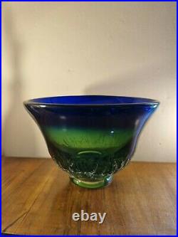 Scarce Signed Goran Warff Kosta Boda Large Art Glass Modernist Bowl'Polar' 1974