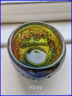 Scarce Unique Goran Warff Kosta Boda Swedish Art Glass Crackled Multicolour Bowl