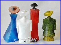 Set 4 Kjel Engman Kosta Boda Catwalk Glass Figurines