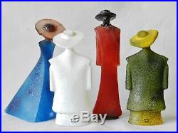 Set 4 Kjel Engman Kosta Boda Catwalk Glass Figurines