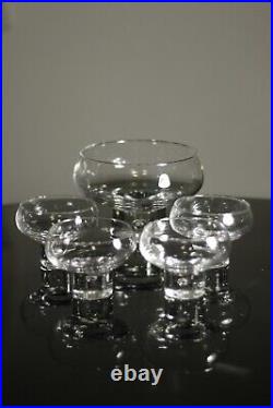 Set of 4 Champagne Cups + 1 Large Dessert Cup. 1970s Kosta Wedding Crystal