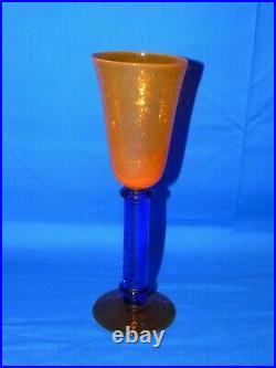 Set of 6 RARE Kosta Boda WINE SET GLASSES ORANGE & BLUE AMAZING BEAUTY