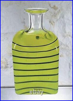Signed Art Glass Bottle Vase Flask By Anna Ehrner For Kosta Boda Sweden withLabel