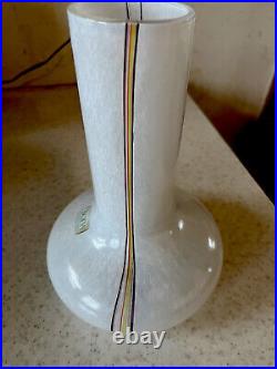 Signed Bertil Vallien Kosta Boda 1980s Rainbow Series Thread Stripe Glass Vase