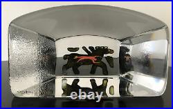Signed Bertil Vallien Kosta Boda Glass Art Paperweight Horse Man Large RARE