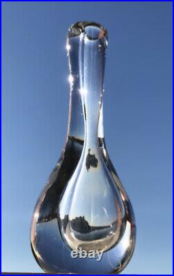 Signed GORAN WARFF KOSTA BODA Vase Drop Mid Century Clear Glass SWEDEN, H 8