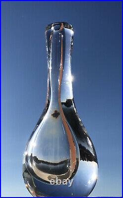 Signed GORAN WARFF KOSTA BODA Vase Drop Mid Century Clear Glass SWEDEN, H 8