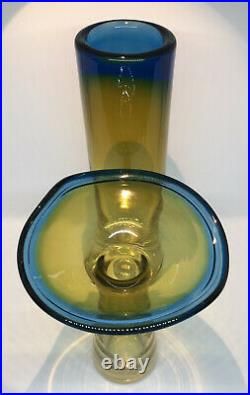 Signed Glass Vase set by VICKE LINDSTRAND KOSTA BODA SWEDEN Yellow, Blue