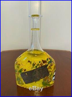 Signed KOSTA BODA 89252 Yellow Satellite Art-Glass Bottle Vase by Bertil Vallien