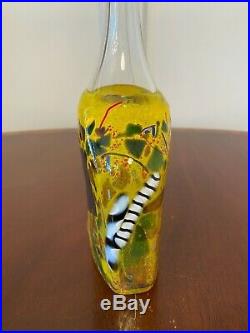 Signed KOSTA BODA 89252 Yellow Satellite Art-Glass Bottle Vase by Bertil Vallien