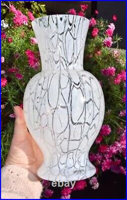 Signed KOSTA BODA Ulrica Hydman-Vallien CRACKLE Vase White 26cm Y8804