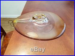 Signed Kosta Boda Goran Warff Art Glass Amber Bowl Centerpiece 16 Near To Mint