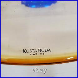 Signed Kosta Boda Goran Warff Zoom Mid Century Modern ArtGlass Center Bowl Large