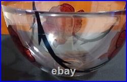 Signed Kosta Boda Hand Painted Red Rose Tattoo Bowl By Ludwig Lofgren LL