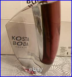 Signed Kosta Boda Mirage Vase Göran Wärff Grey/Red