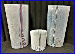 Signed Kosta Boda Rainbow Art Glass Vase Set Bertil Vallien Sweden 43st