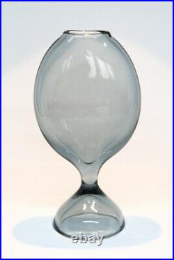 Signed Large VICKE LINDSTRAND KOSTA BODA Vase Smoke Glass SWEDEN, 1950s