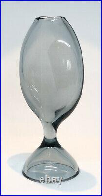 Signed Large VICKE LINDSTRAND KOSTA BODA Vase Smoke Glass SWEDEN, 1950s