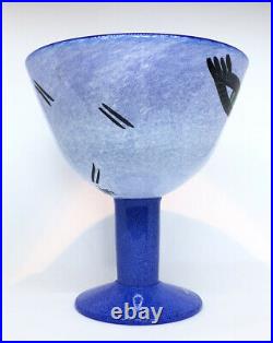 Signed MINT ULRICA HYDMAN VALLIEN KOSTA BODA Bowl Open Minds Footed Blue Glass
