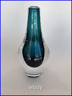 Signed MONA MORALES-SCHILDT KOSTA BODA Vase Collectibles Blue Glass, 1960, H6.25