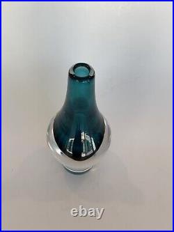 Signed MONA MORALES-SCHILDT KOSTA BODA Vase Collectibles Blue Glass, 1960, H6.25