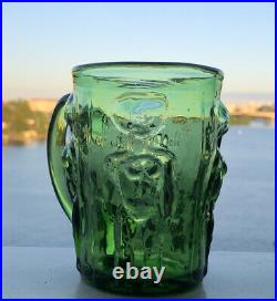 Signed Set ERIK HOGLUND KOSTA BODA Mugs Beer Adam & Eve Green Glass Four, 1960