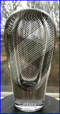 Signed Solid Thickwall VICKE LINDSTRAND KOSTA BODA SWEDEN Glass Vase Stripes H7
