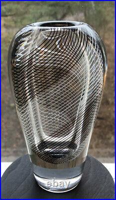 Signed Solid Thickwall VICKE LINDSTRAND KOSTA BODA SWEDEN Glass Vase Stripes H7