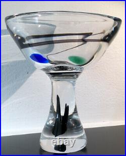 Signed VICKE LINDSTRAND KOSTA BODA SWEDEN Abstracta Serie Glass Bowl 1950s