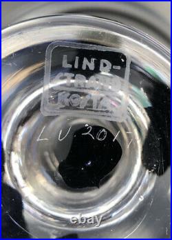 Signed VICKE LINDSTRAND KOSTA BODA SWEDEN Abstracta Serie Glass Bowl 1950s