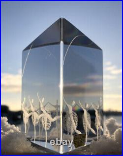 Signed VICKE LINDSTRAND KOSTA BODA SWEDEN Ballerina Glass Prism Etched Sculpture
