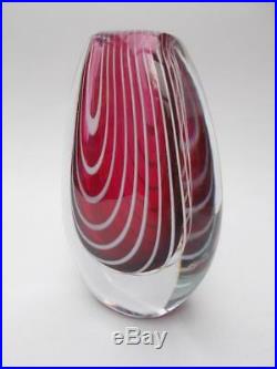 Signed Vicke Lindstrand ZEBRA Glass Vase Kosta Sweden LH 116 Scandinavian