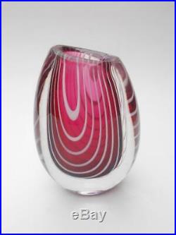Signed Vicke Lindstrand ZEBRA Glass Vase Kosta Sweden LH 116 Scandinavian