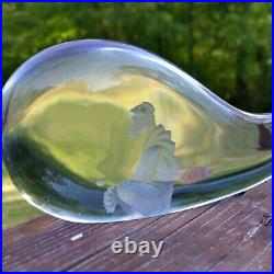 Signed numbered Crystal KOSTA BODA LINDSTRAND JONAH &The WHALE Glass Paperweight