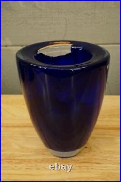 Studio Art Glass KOSTA BODA Atoll Sweden Cobalt Blue Anna Ehrner Flower Vase