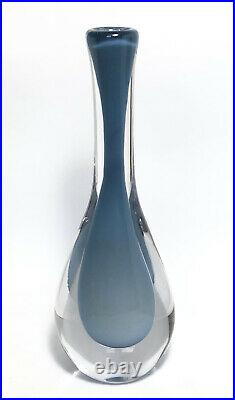 Stylish Signed VICKE LINDSTRAND KOSTA BODA Vase Soft Blue Glass, 1950, H 11