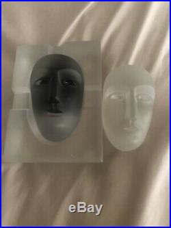 Three Piece Kosta Boda Brains Face Head Sculpture Bertil Vallien Numbered 90035