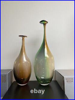 Two Kosta Boda Fidji Vases (large 45cm & medium 35cm) Boxed New by Kjell Engman