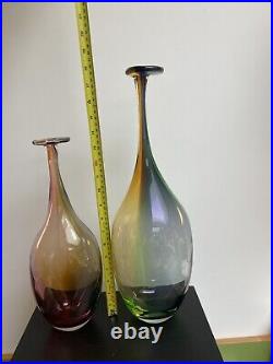 Two Kosta Boda Fidji Vases (large 45cm & medium 35cm) Boxed New by Kjell Engman