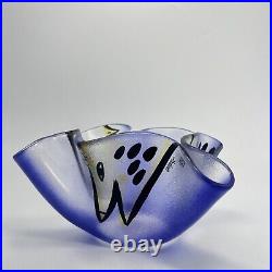 Ulrica Hydman Vallien Kosta Boda Glass Bowl Mouthblown Happy Going Signed