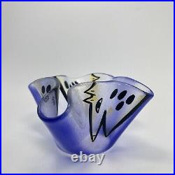 Ulrica Hydman Vallien Kosta Boda Glass Bowl Mouthblown Happy Going Signed